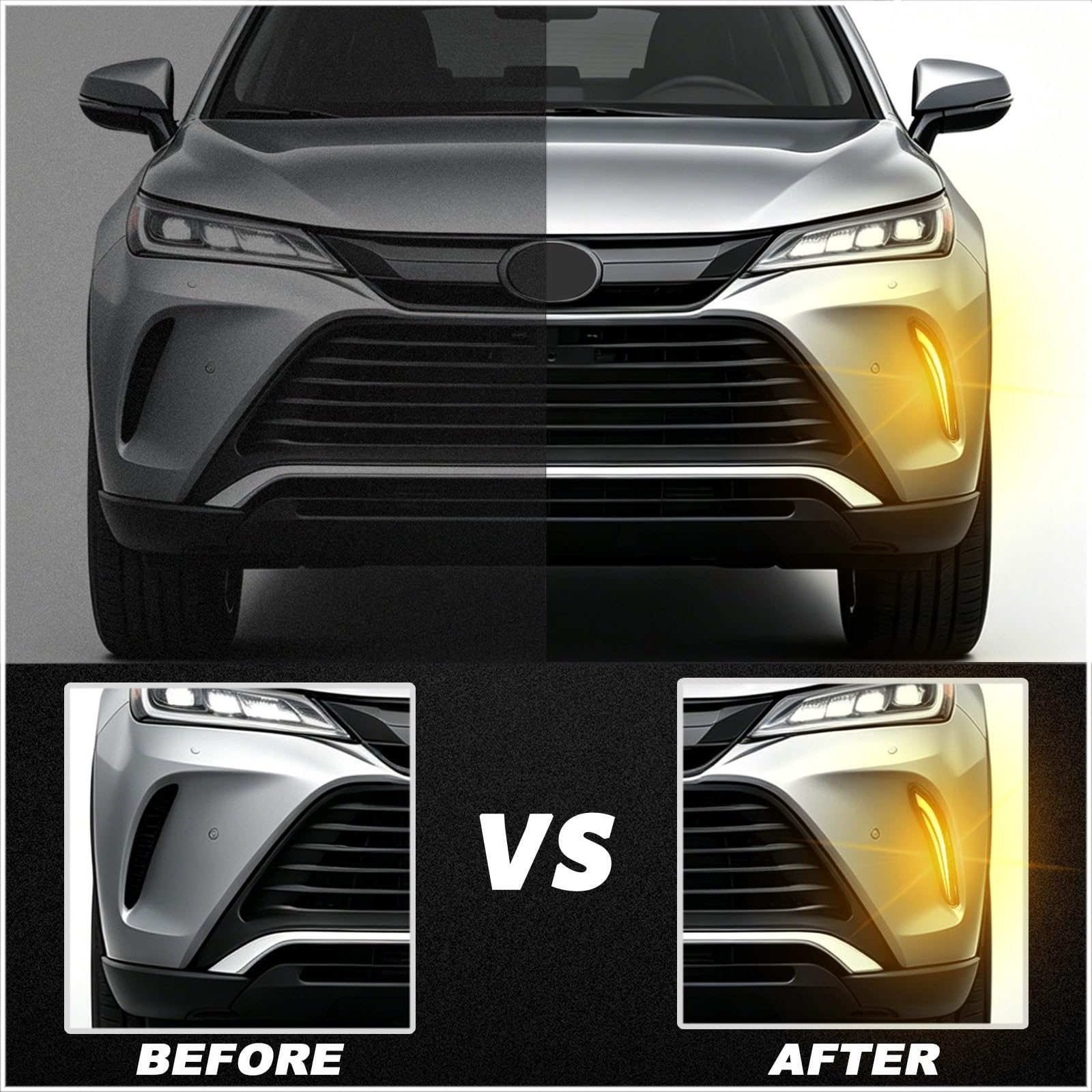 Switchback LED Fog Lights For Toyota Venza 2021-2024 - White/Amber DRL With Sequential Turn Signals-265753