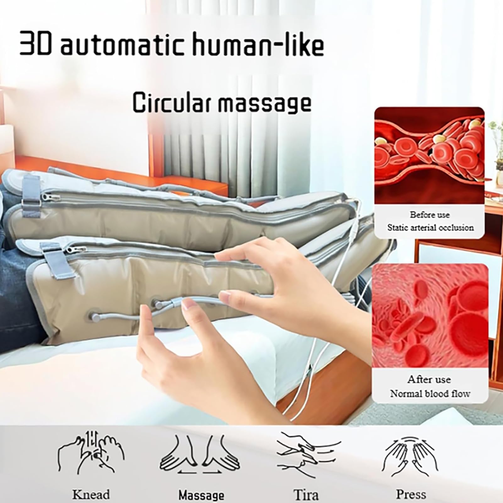 Presso Terapia Gambe Linfodrenante, Pressoterapia Linfodrenaggio Anti Cellulite,6-Camere Macchinario Pressoterapia per Casa,per Dolore E Circolazione Migliorare