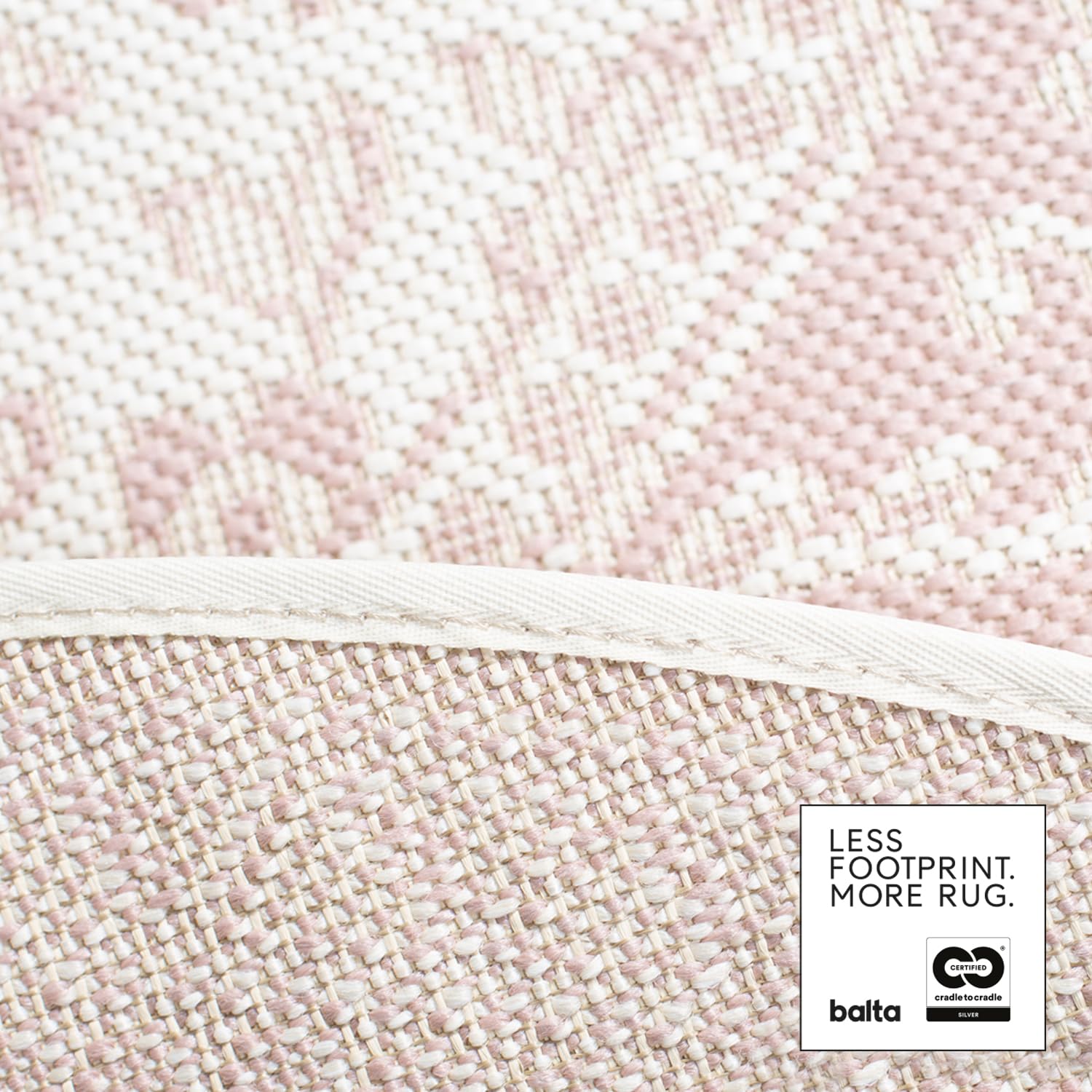 DomDeco In- und Outdoor-Teppich Rund - 120x120cm - Stilvoller Teppich für Innen- und Außenbereich - Beige-Rosé