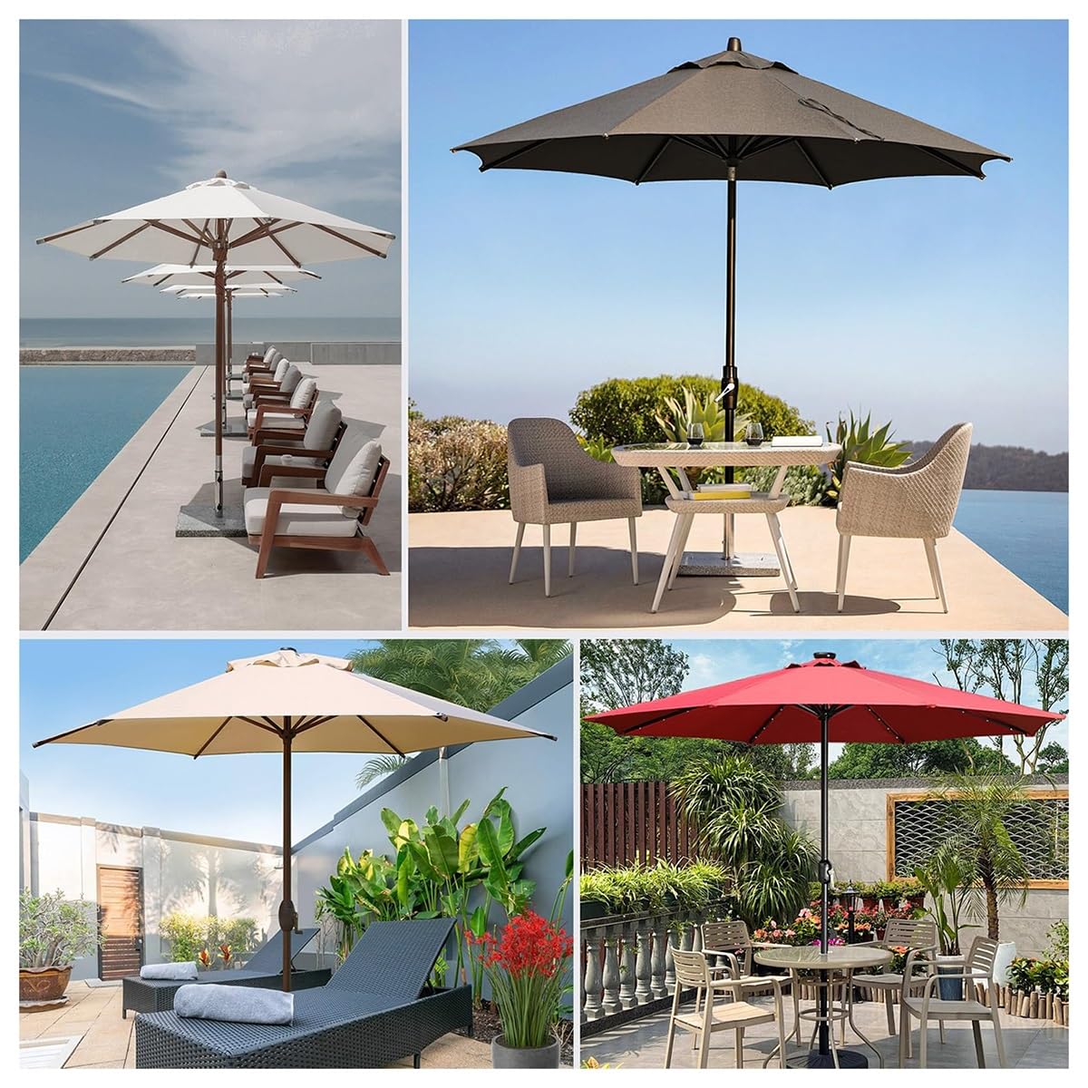 Zapasowy pokrowiec na parasol tarasowy – wodoodporna tkanina odporna na promieniowanie UV na parasole 6/8 żeberek - pasuje do 200 cm, 270 cm, 300 cm, 350 cm