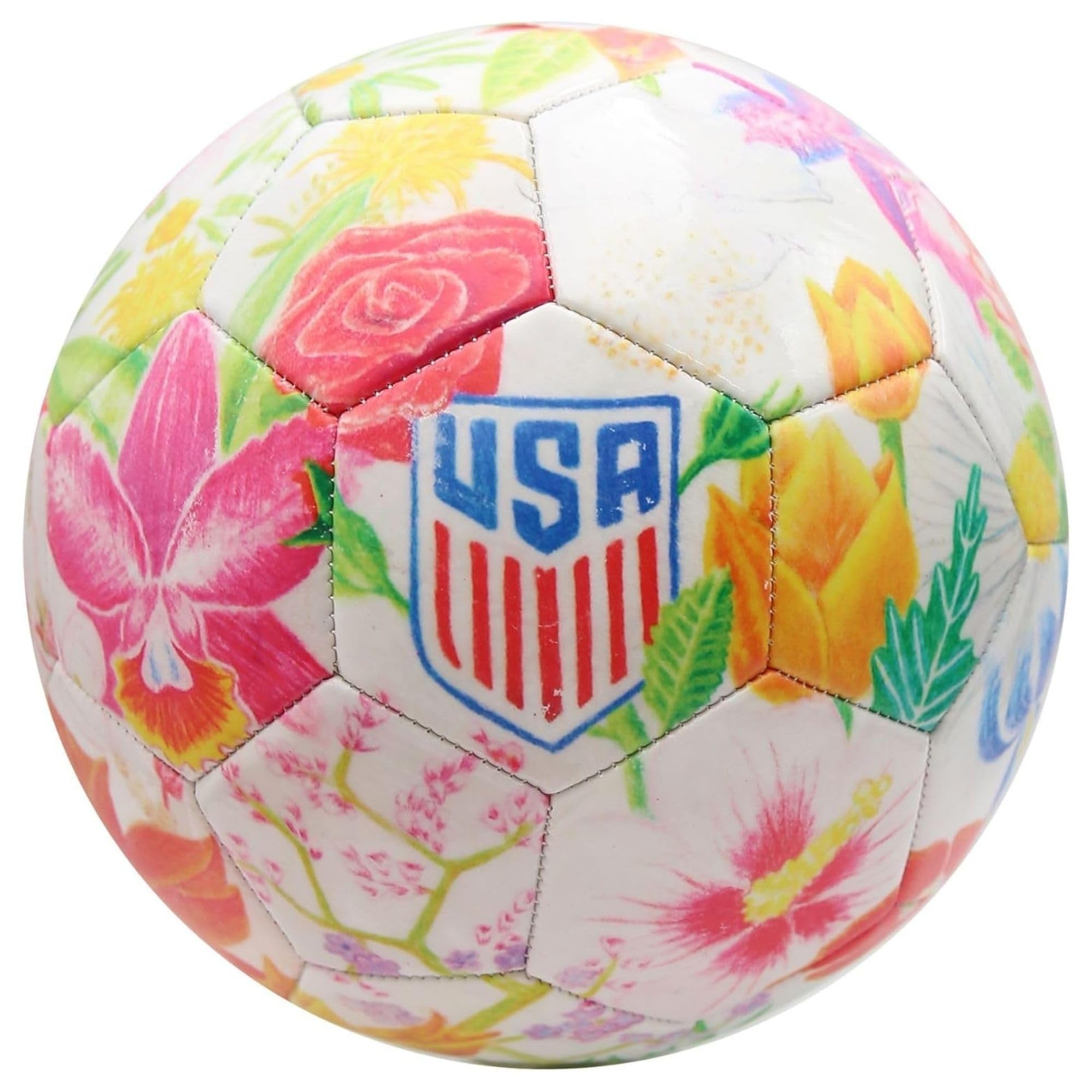 Icon Sports Officially Licensed U.S. Soccer Federation Size 5 Soccer Ball | Crayola & Fox Sport Collaboration Flower Ball by Elysa Garcia (NO Ball Box