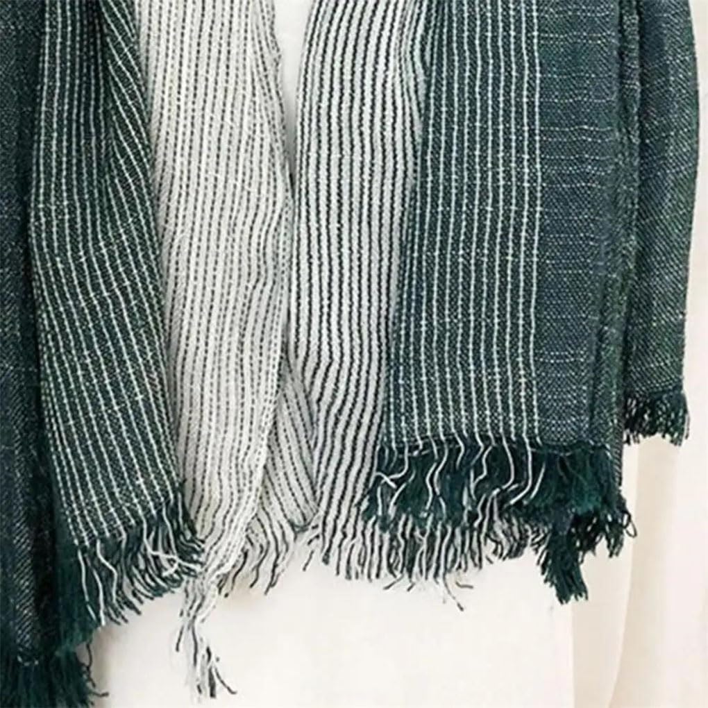 Casual Outfit Accessory Women's Patchwork Color Tassel Scarf Soft Wrinkle Shawl For Men