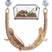 Reptile Accessories Crested Gecko Accessories, Enrichment Climbing Rope for Terrarium Setups, Secure Suction Hook Design for Lizards and Snakes, 55 cm Jute Material Construction