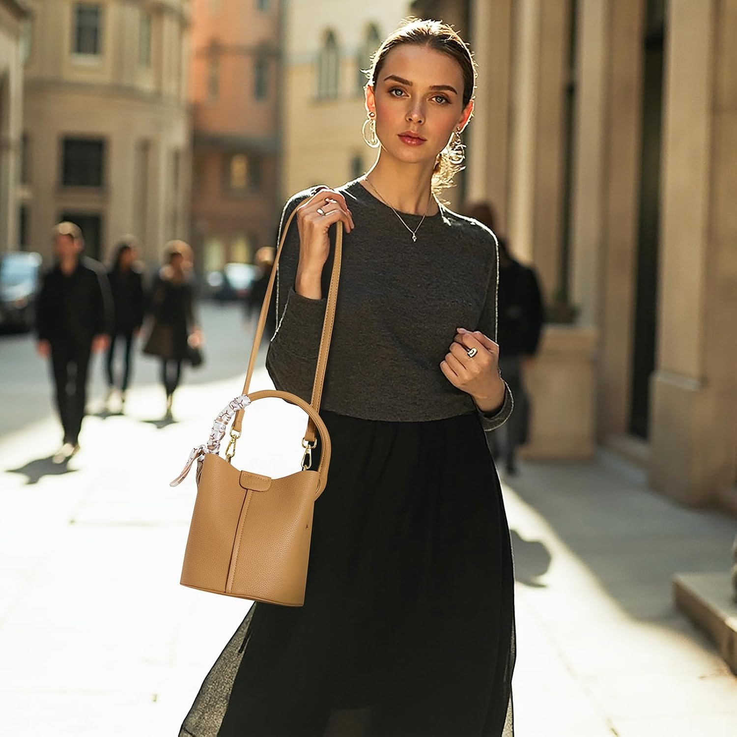 Mini Bucket Bags for Women, Vegan Leather Small Crossbody Purse with Removable Straps Trendy Top Handle Shoulder Straps - Image 2