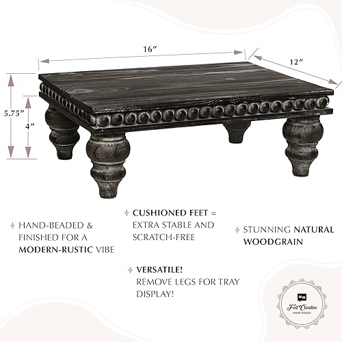 Vista 11 de Felt Creative Home Goods Elevadores decorativos de madera para decoración Soporte de bandeja escalonada Soporte elevador de cuentas de granja