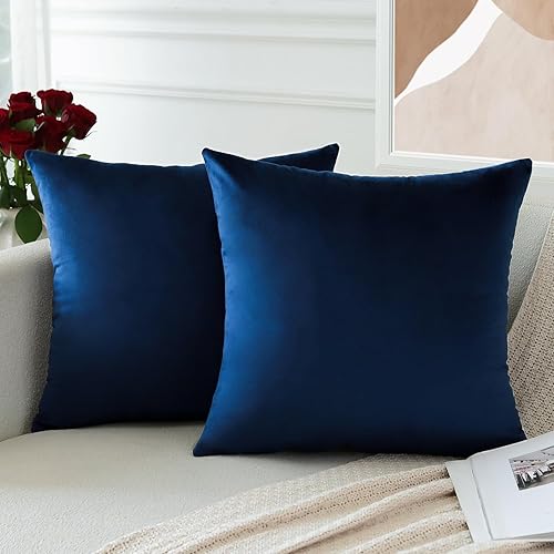 Miniatura 4 de OTOSTAR Paquete de 2 fundas de almohada decorativas de terciopelo suave de 18 x 18 pulgadas, fundas de cojín cuadradas sólidas para decoración del