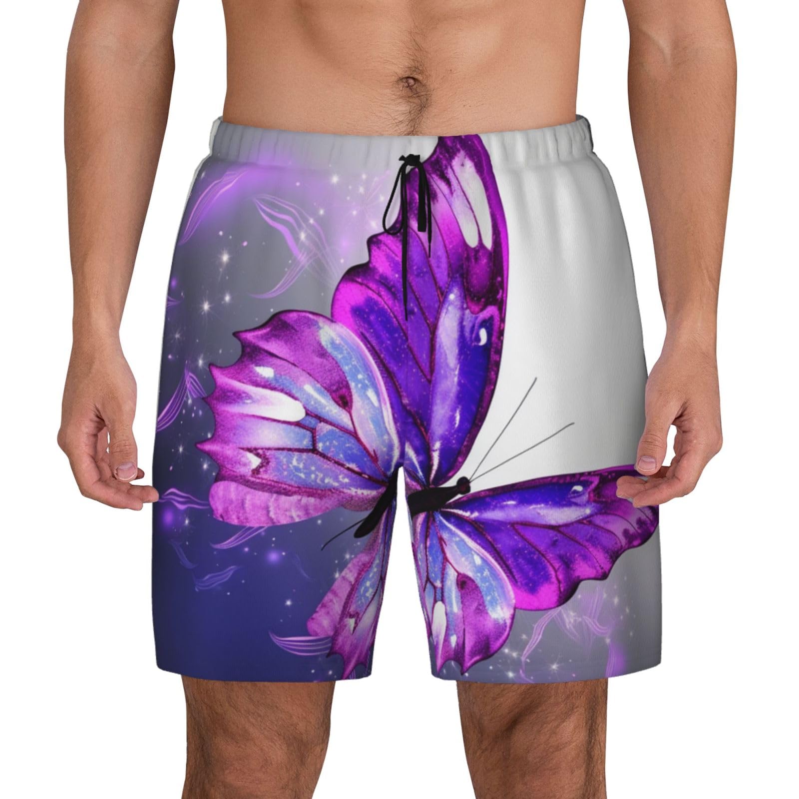 Short de bain pour homme violet à papillon et séchage rapide - 8