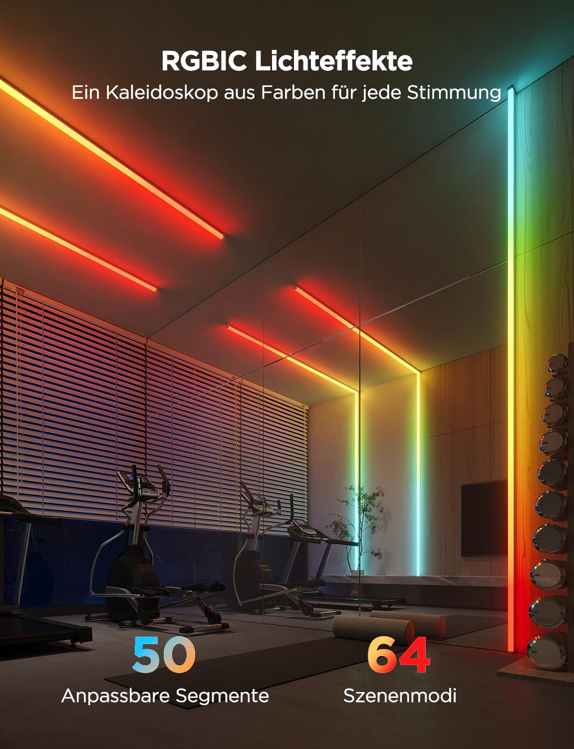 Govee RGBIC LED Strip 5M mit Profil, Kompatibel mit Alexa & Google Assistant, 64 Szenenmodi, APP-Steuerung, Musiksync, Lampe