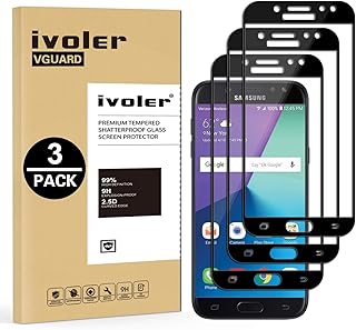 iVoler [3 Unidades] Protector de Pantalla Compatible con Samsung Galaxy J7 2017, [Cobertura Completa] Cristal Vidrio Templado Premium, [Dureza 9H] [Anti-Ara?azos] [Sin Burbujas]