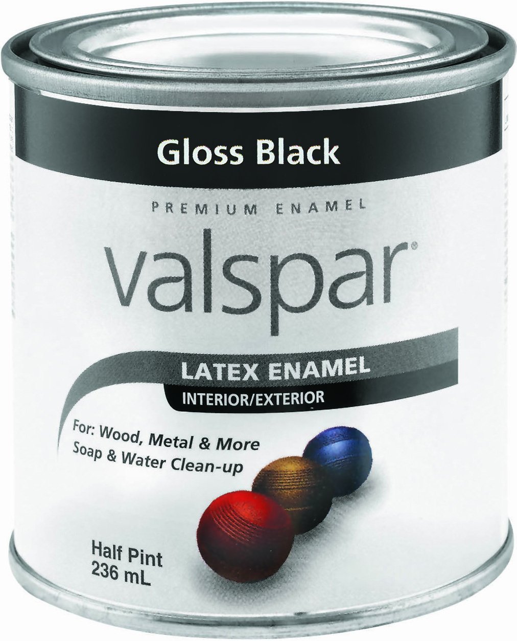 Valspar 65048 Premium Interior/Exterior Latex Enamel, .5-Pint, Gloss Black