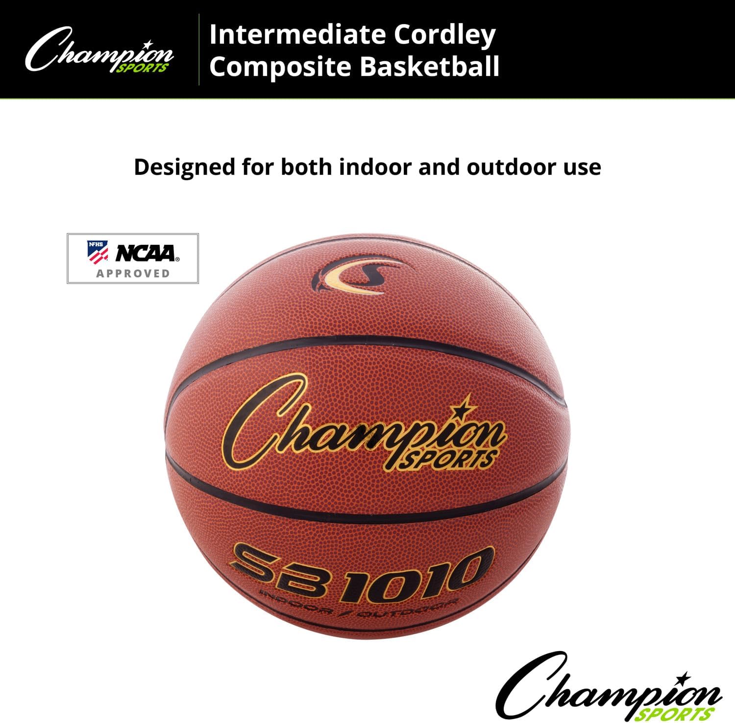Champion Sports Composite Basketball – Indoor/Outdoor Play – Official, Intermediate & Junior Sizes – Durable Grip & Air Retention