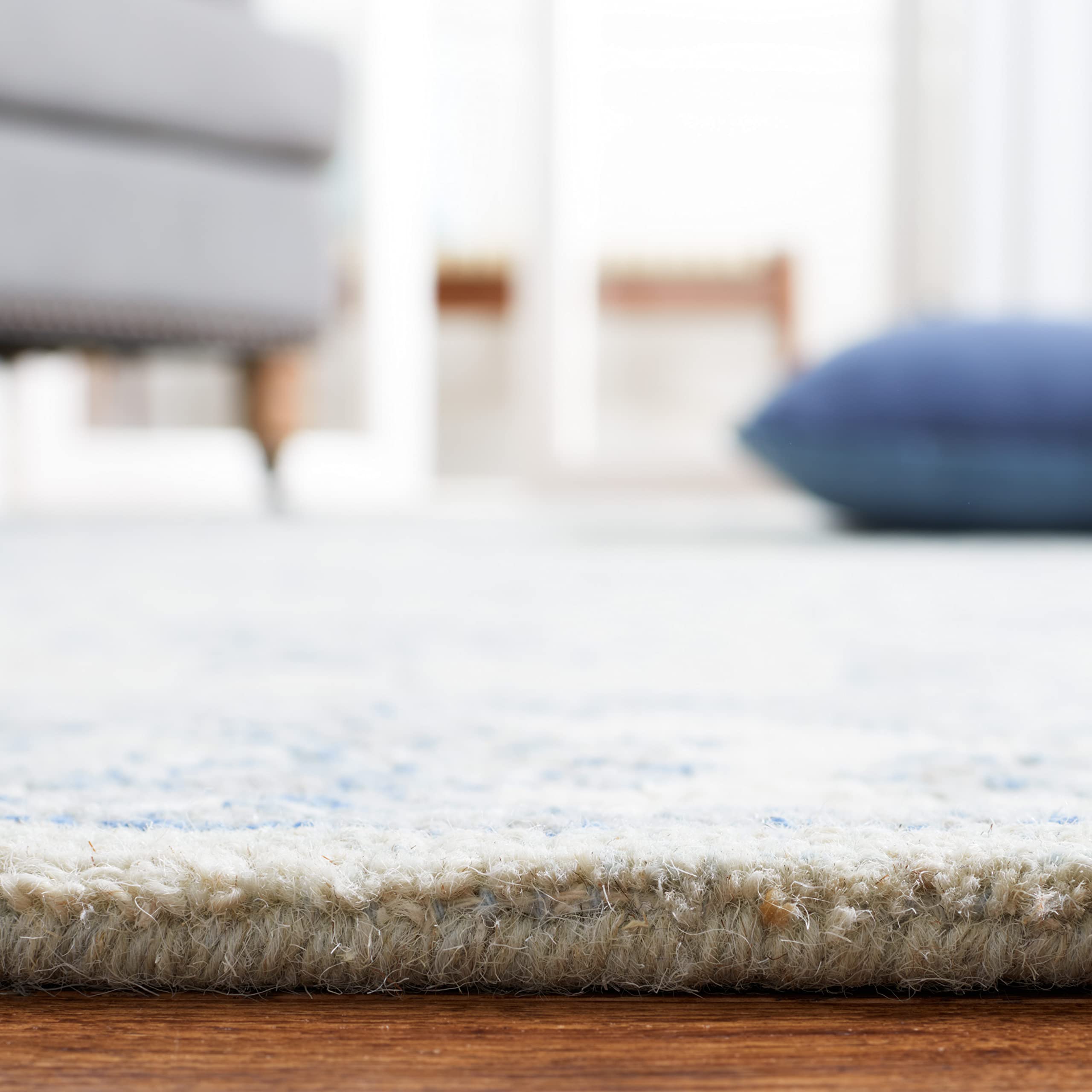 SAFAVIEH Tappeto collezione Micro-Loop – 2,4 m x 25,4 m, lana fatta a mano, ideale per aree ad alto traffico in soggiorno, camera da letto (MLP536L