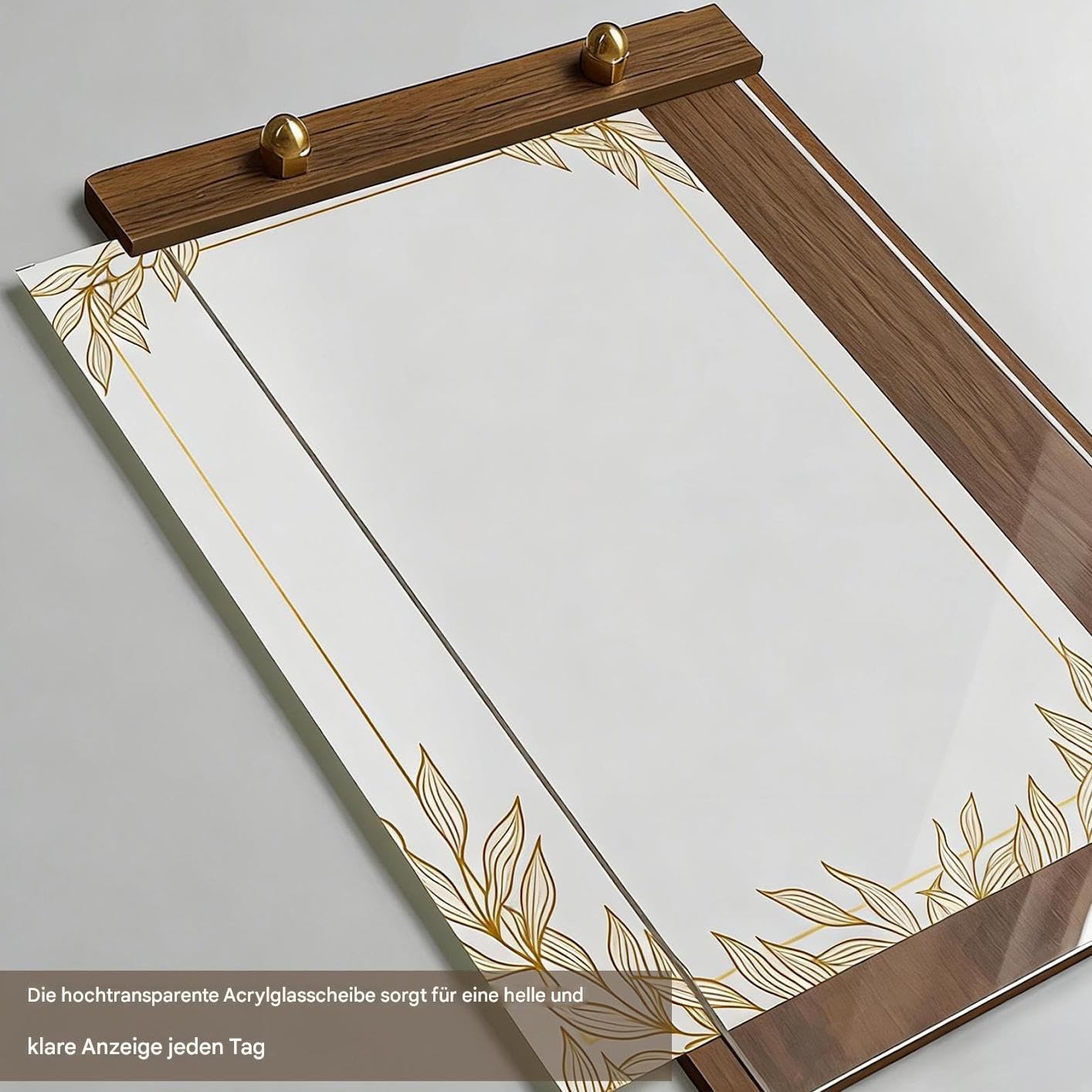 Generisch Support de table pour panneaux, 21,6 x 27,9 cm, version verticale claire, support d'affichage pour papier avec de base en bois - Pour affiches, , brochures, code QR, publicité