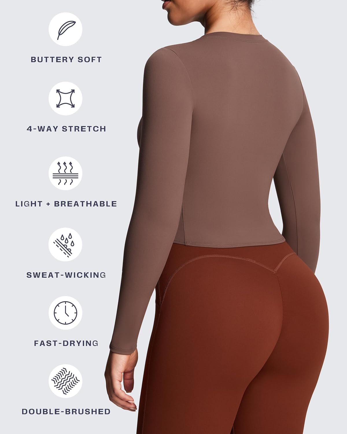 Aoxjox Long Sleeve T-Shirt for Women GEO Seamlines Padded Baby Tee Workout Crop Top - Image 4