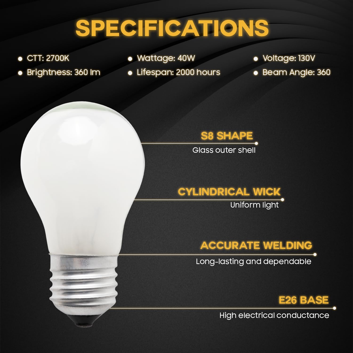 Seentech 8009 Bulb 40w 130v E26 Replacement Light Specially Designed to Withstand Extreme Temperatures Often Used to Light The Inside of Refrigerators and Ranges (2pcs)