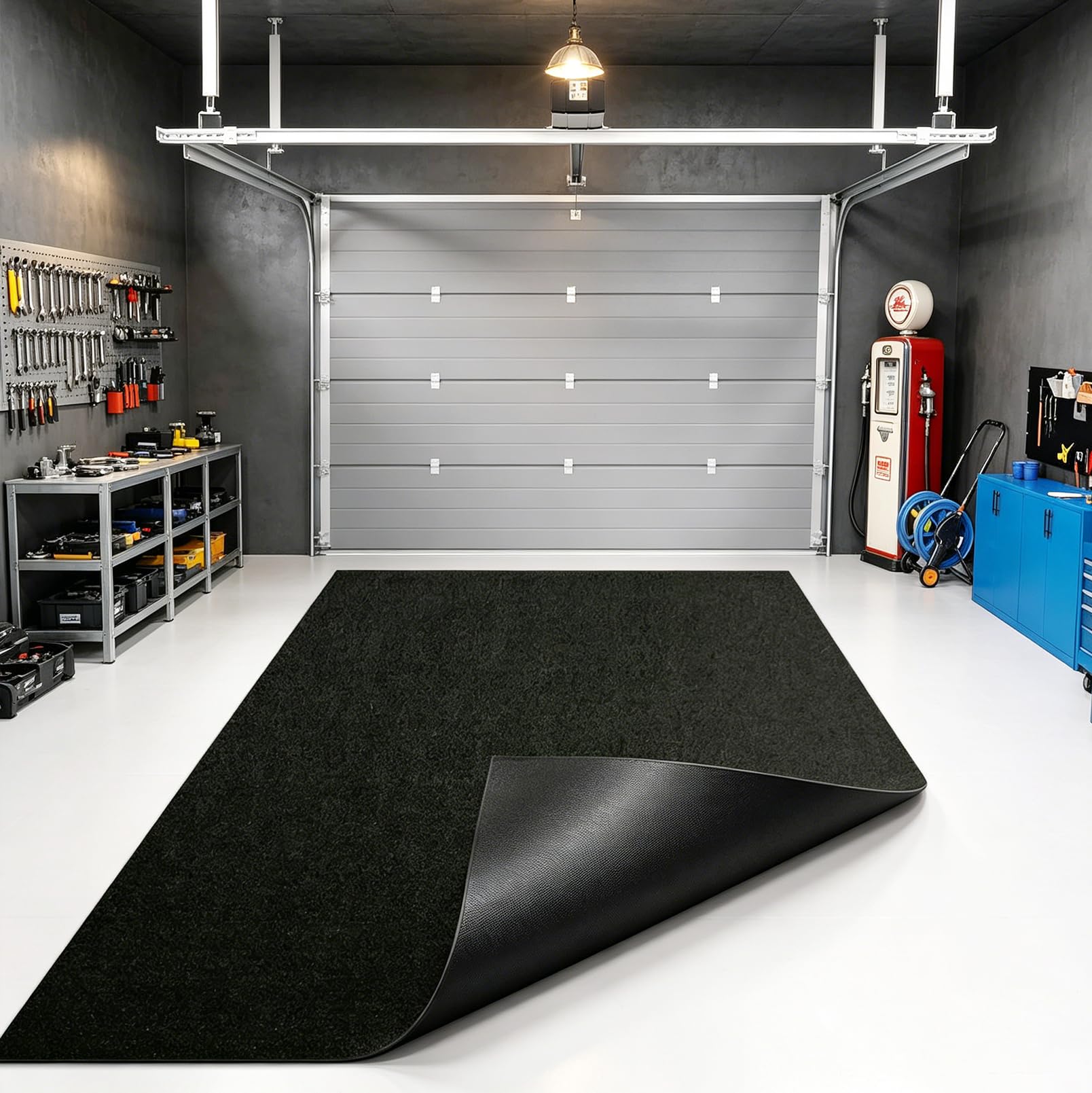 Alfombrilla de fieltro antideslizante para coche, impermeable, absorbente de aceite, reutilizable, para garajes, gimnasios y talleres, 223 cm x 520 cm x 3 mm
