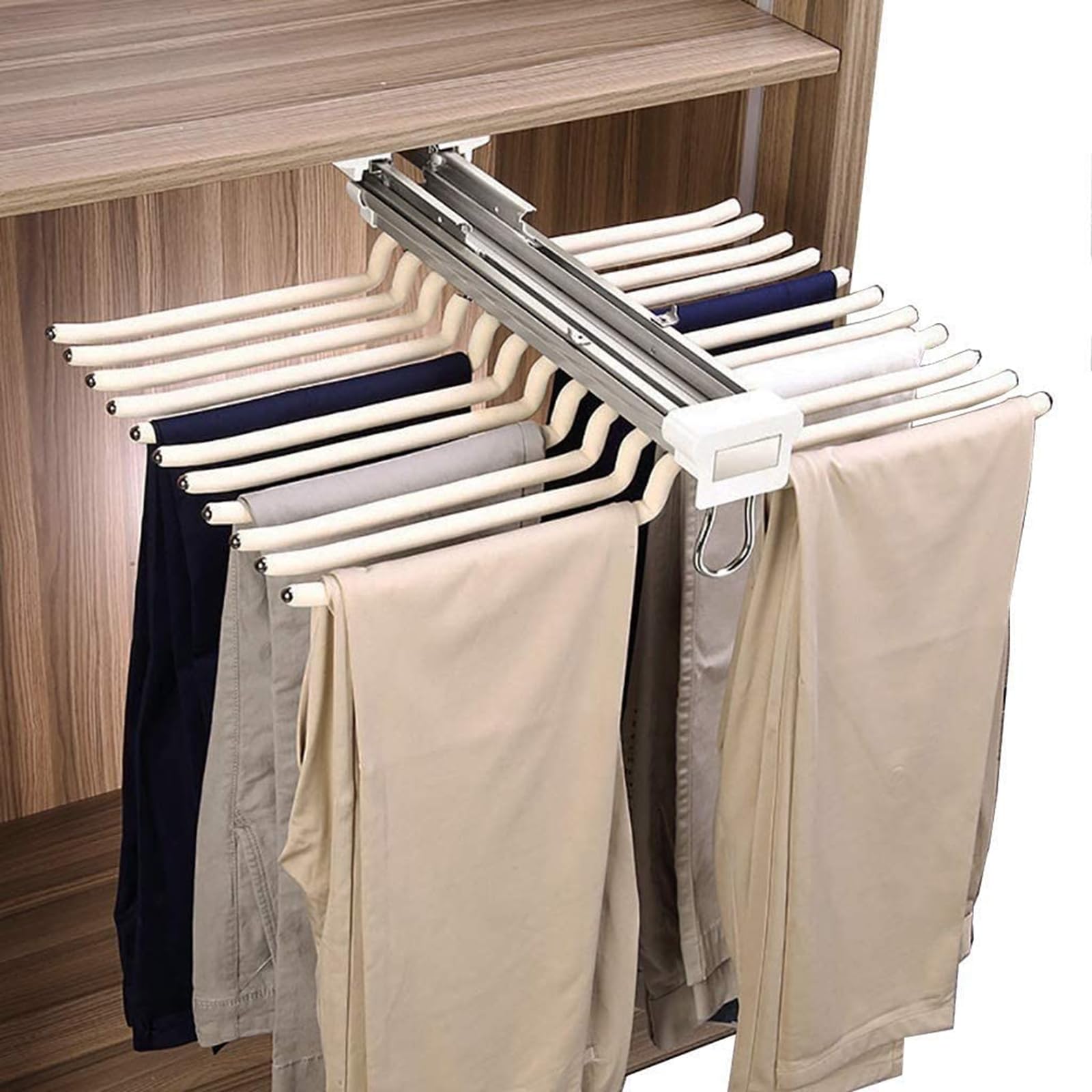 Nisorpa Pantalonero extraíble de 22 Brazos, Doble Fila, pantalonero Extensible, para Pantalones, pantalón, Perchas Que ahorran Espacio, Color Beige