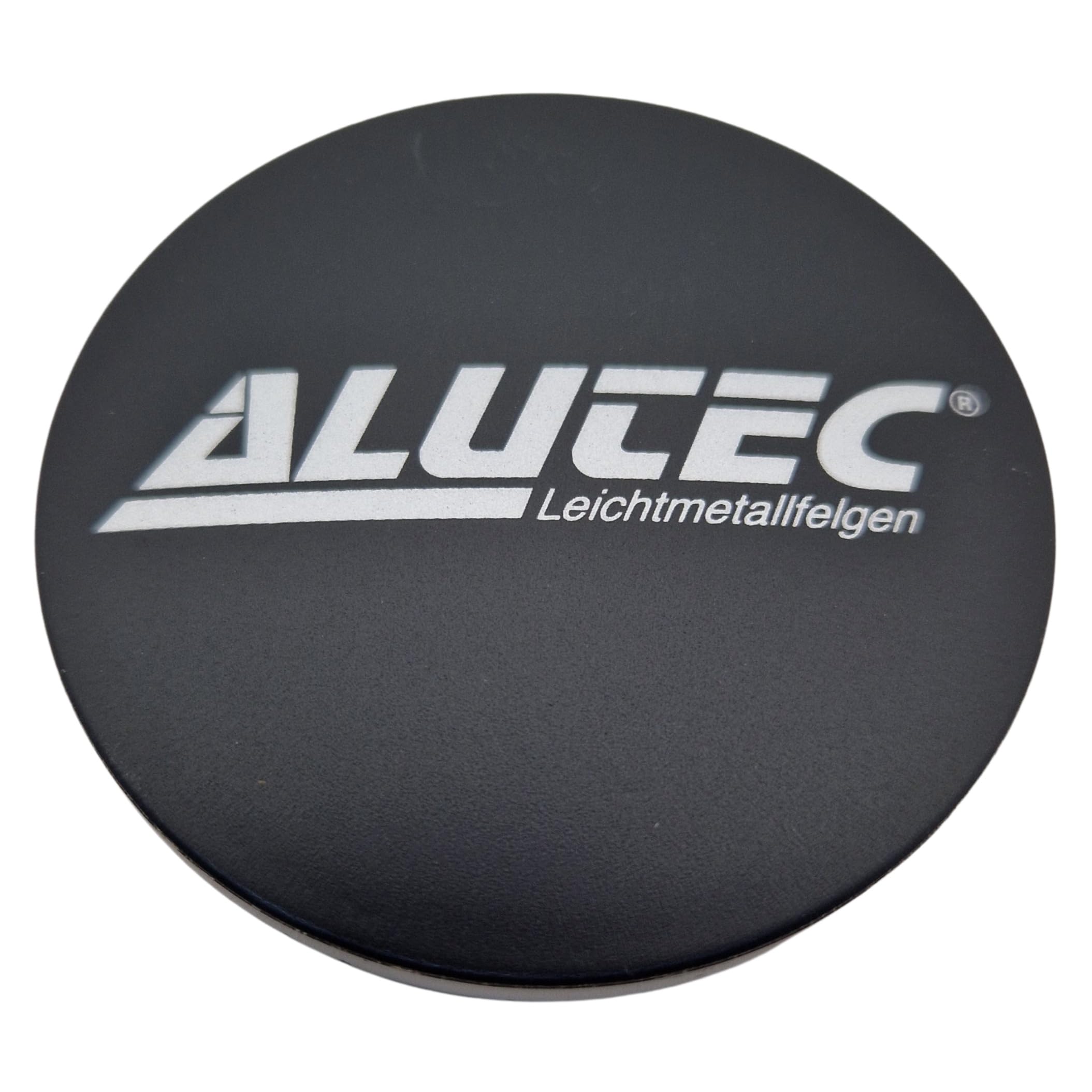 4X Alutec Nabendeckel 60mm Schwarz Matt (N23) Logo Silber (All) - Original Felgendeckel/Nabenkappe/Hubcap