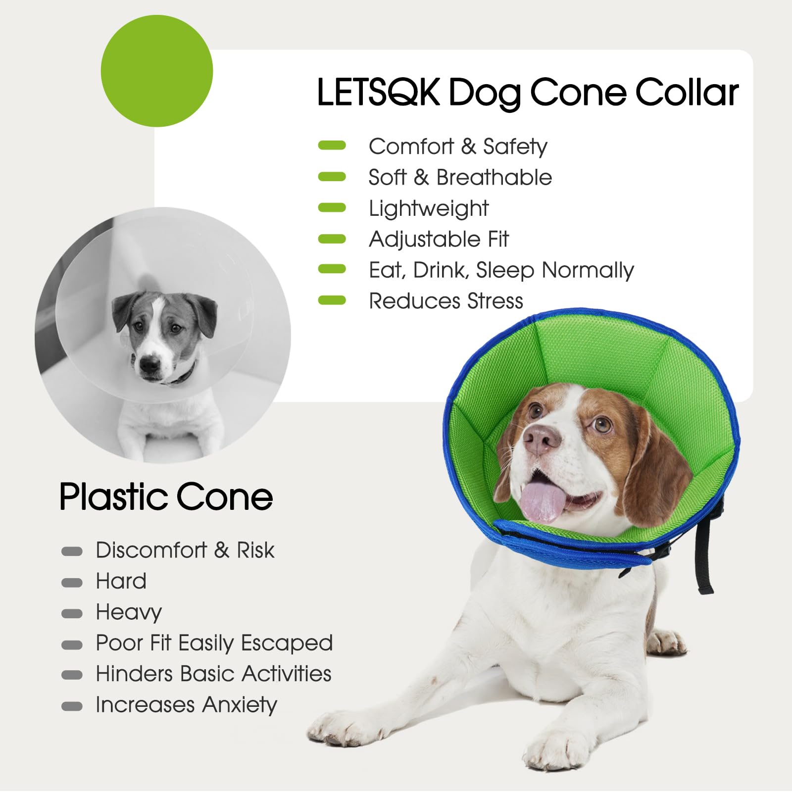 Dog Cone Collar After Surgery, Soft Cone for Small Dogs to Stop Licking, Adjustable Elizabethan Collar for Dogs, Lightweight Breathable Dog Recovery Cones for Wound Healing & Hot Spots — view 7