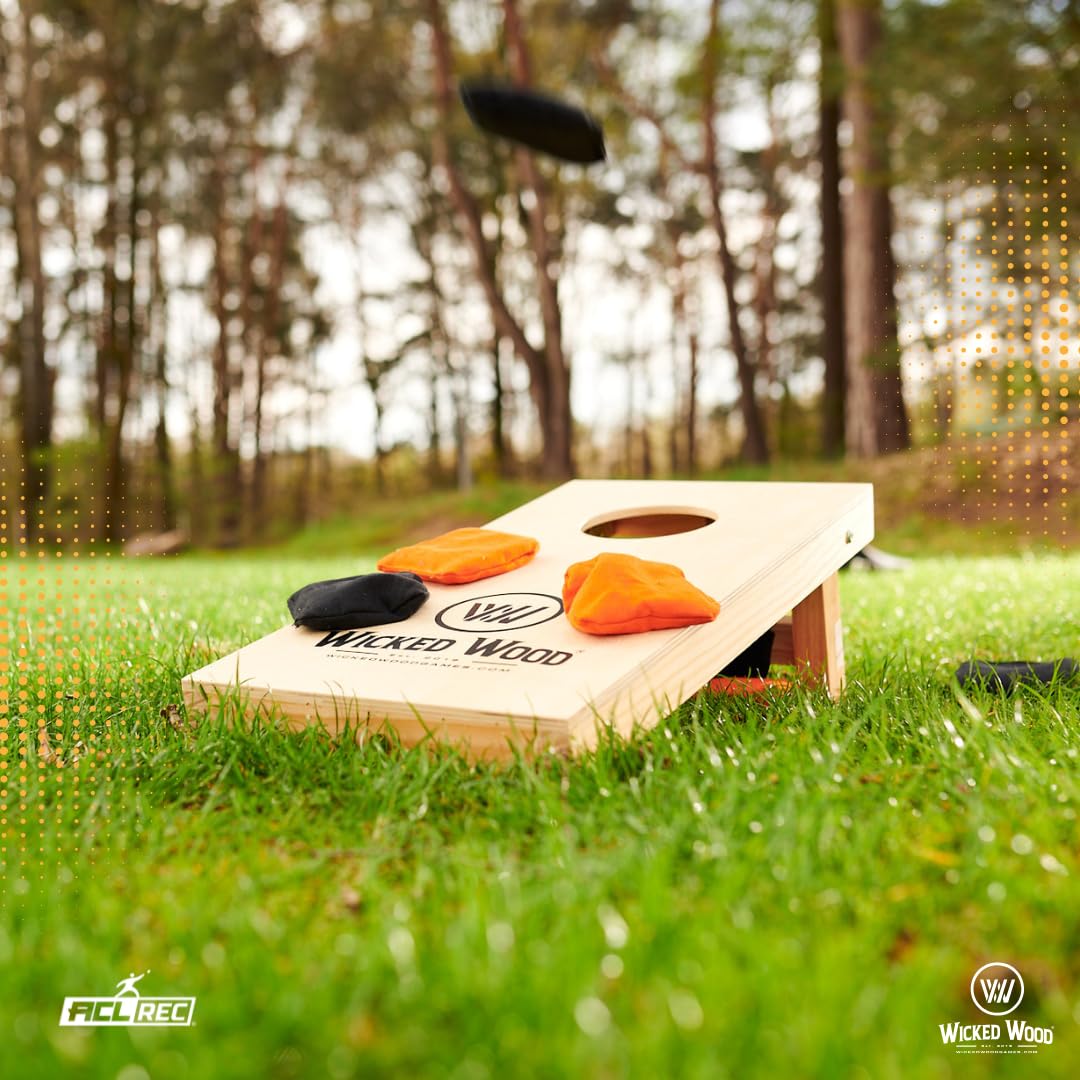 Cornhole Set Mini - Wicked Wood - 60x30cm - Inklusive Säckchen und Tragetasche