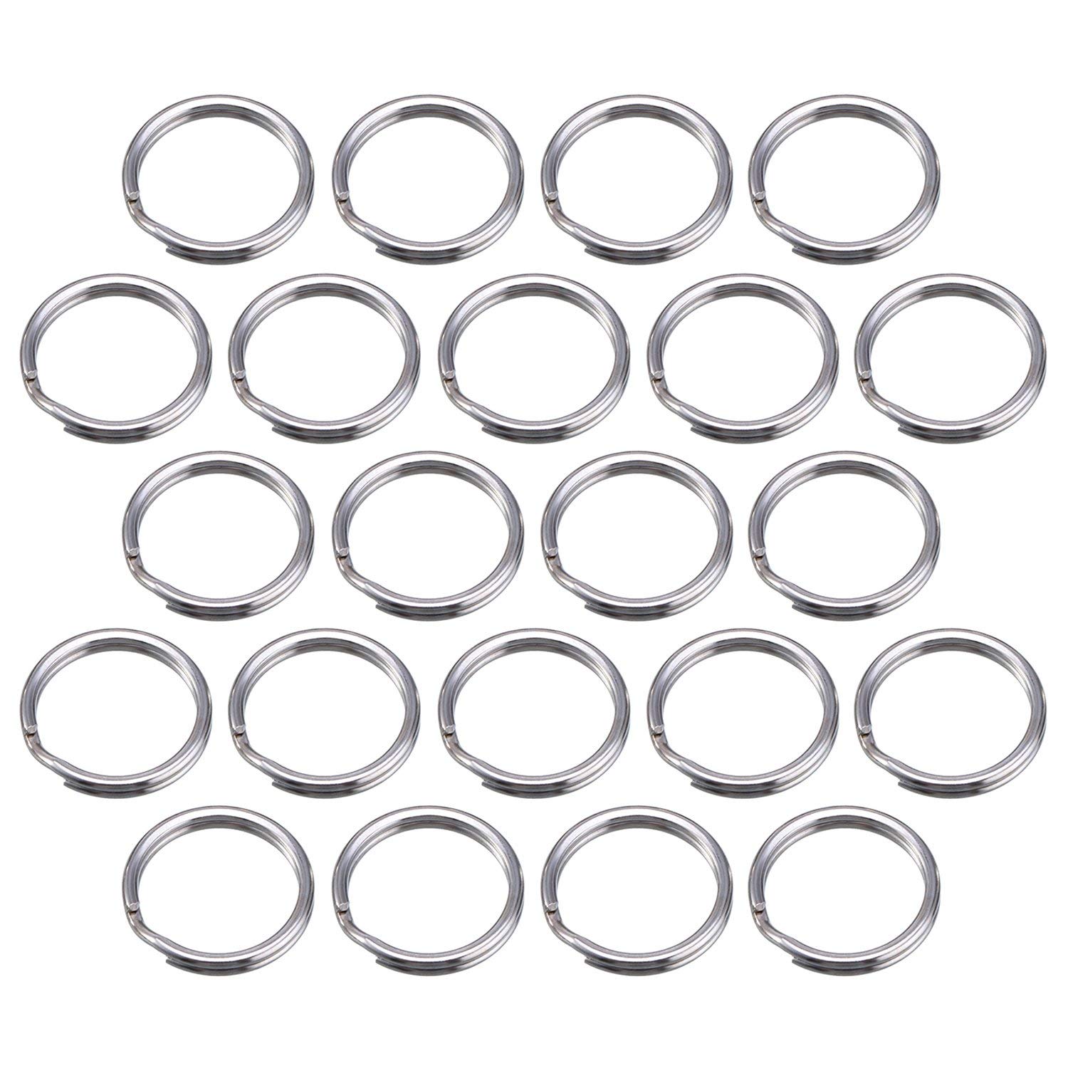 Cheynn 20 stuks regenboog sleutelringen, roestvrijstalen sleutelring 25 mm klein sleutelring vlakke huissleutels splitringen metalen sleutelhanger accessoires voor DIY sleutels ambachten ornamenten