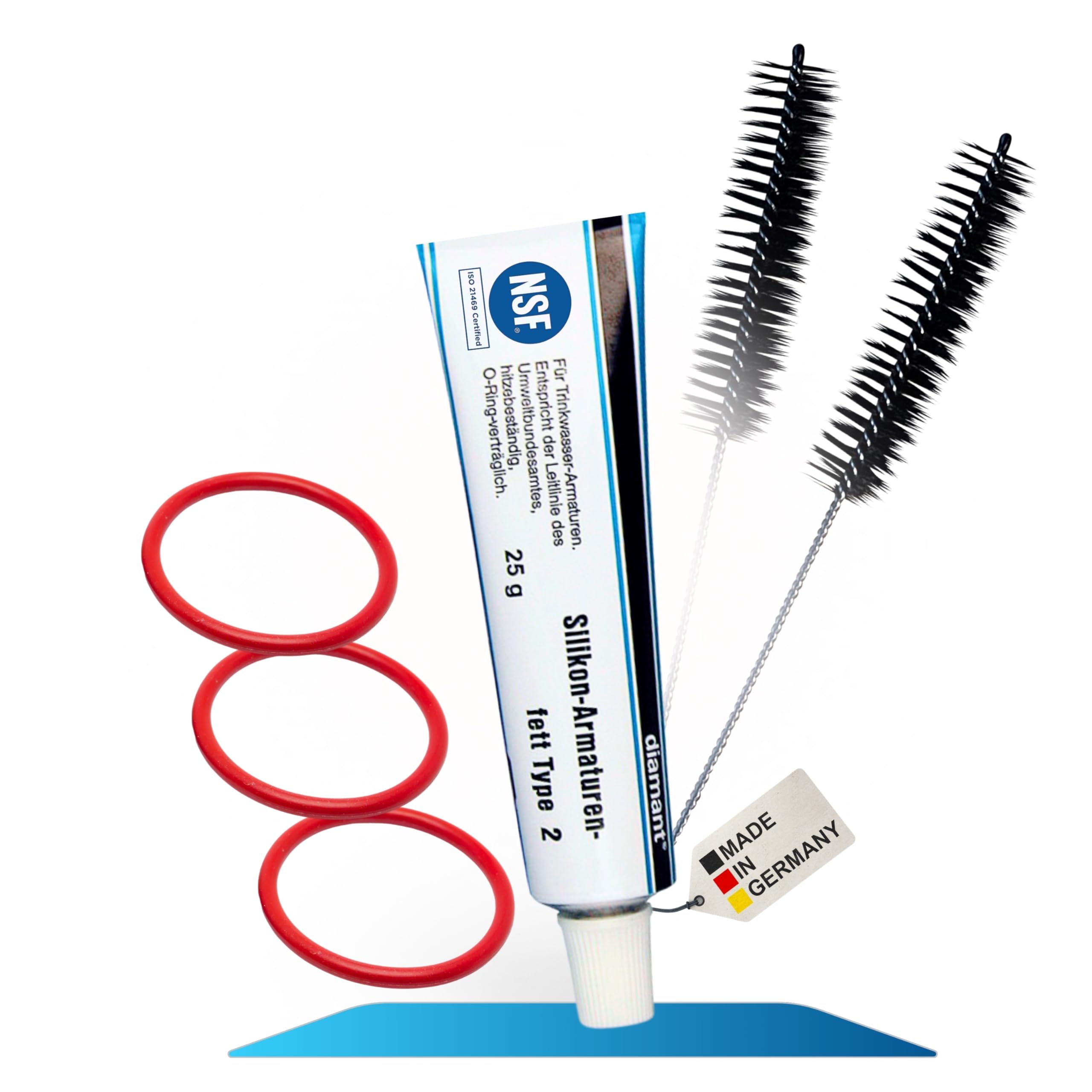 fancilityCare Set Brewing Unit for Siemens, Bosch, Neff, Gaggenau, 25 g Silicone Grease, 3 O-Ring Seals and 2 Fully Automatic Coffee Machines Cleaning Brushes for EQ5 EQ6 EQ7 EQ8 Brewing Group (M3)