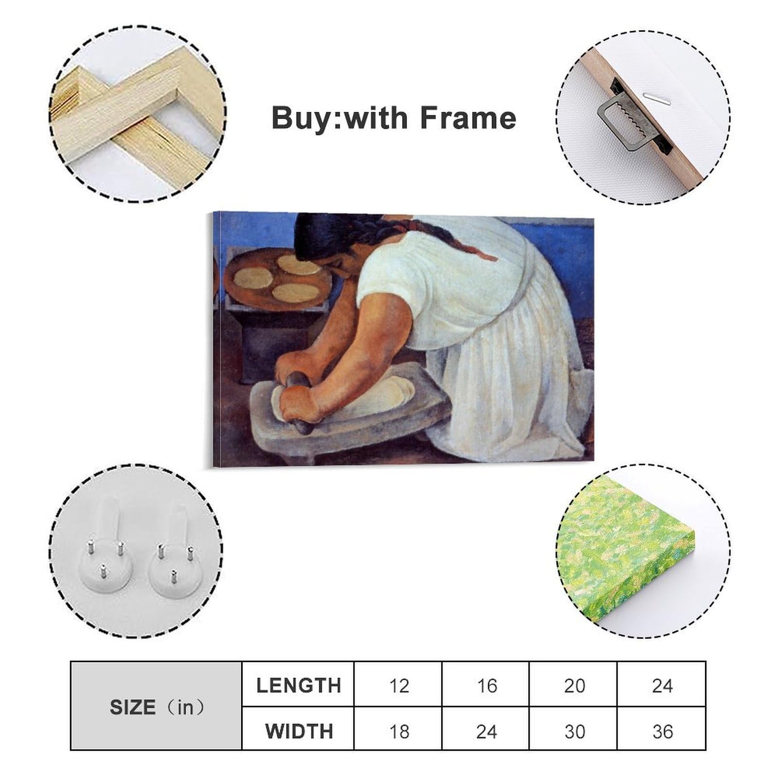 Frau Beim Mahlen Von Mais Poster Canvas Print Art Rustic Modern Wandkunst Gemälde Bilder Wanddeko Elegant Wohndeko Für Wohnzimmer Küche Schlafzimmer by Diego Rivera's Modern Home Schlafzimmer Wand Kun