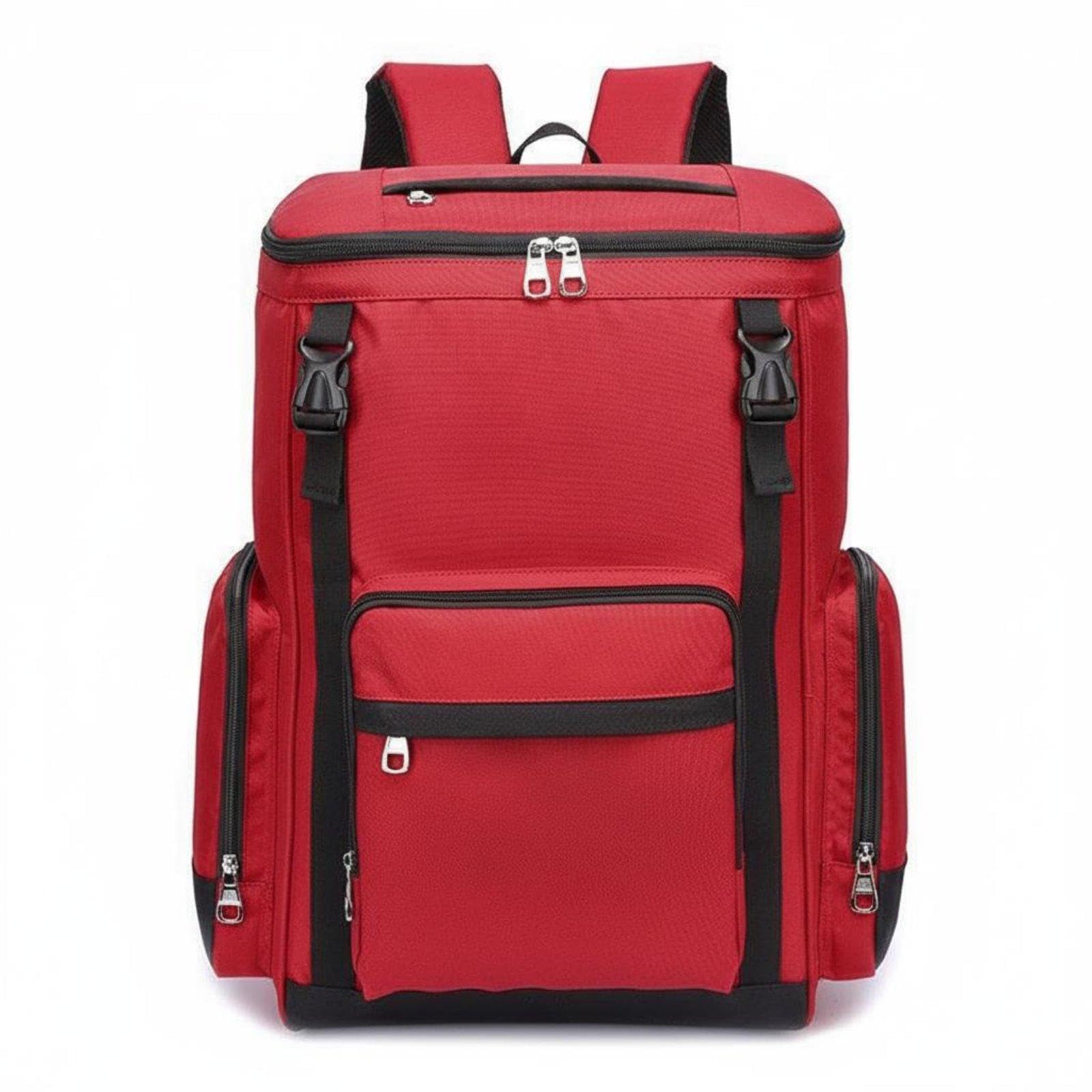 Housekeeping Tool Backpack Multiple Pockets Janitorial Supply Backpack Oxford Material Multi-Compartment Tool Organizer Bag for Maintenance Workers Red Style 2-picture-10