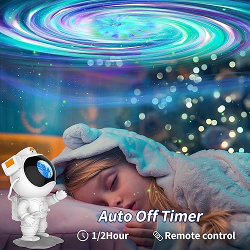 Miniatura 4 de Proyector de estrellas con luz de galaxia, proyector de vórtice de astronauta espacial Aurora 2023 con altavoz Bluetooth y efecto de luz de 32,