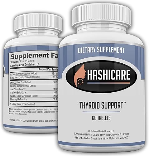 Hashicare Píldoras - Suplementos naturales de apoyo a la tiroides para mujeres y hombres aumentan el metabolismo con yodo, selenio, azafrán y