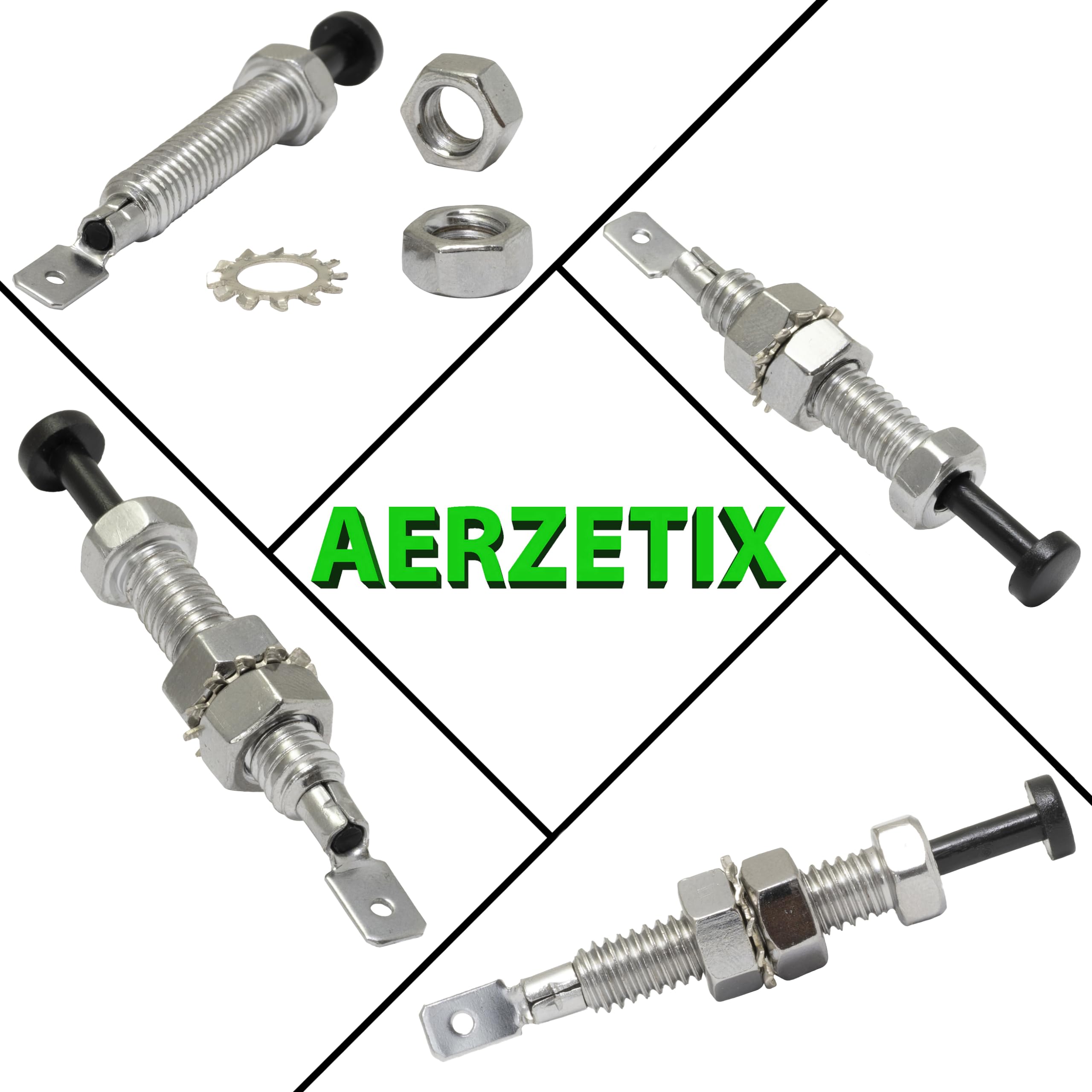 AERZETIX - C69368 - Set di 2 contattori interruttori sensori cofano porta per sistema di allarme auto - filettatura M8 - in metallo e plastica - sicurezza pulsante