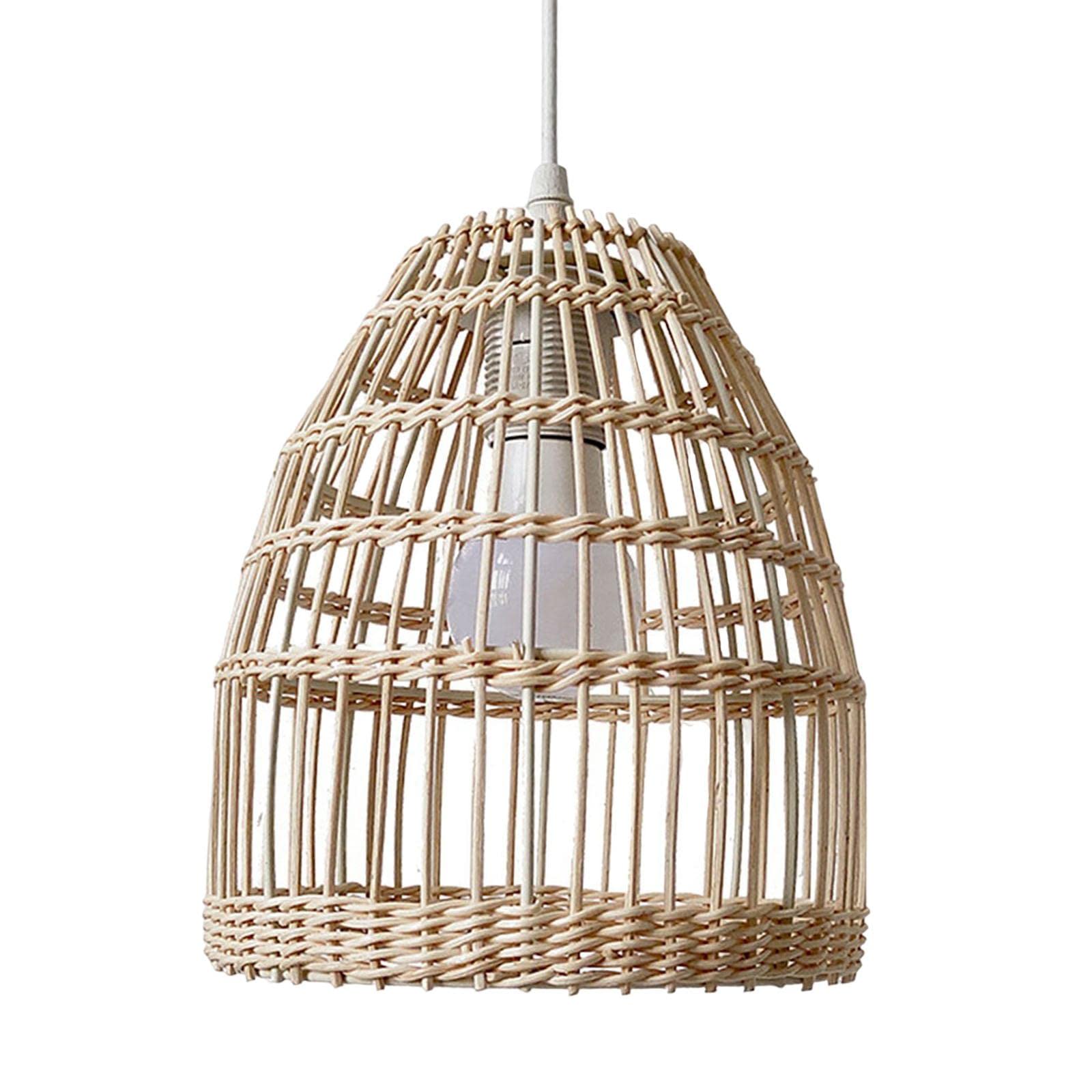 Abat-jour Rotin Brun Plafond Suspension - Déco Luminaire Maison - 20.5x8.5cm
