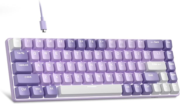 MageGee Portable 60% Mechanical Gaming Keyboard MK-Box LED White Backlit Compact 68 Keys Mini Wired Office Keyboard with Red Switch for Windows Laptop PC Mac - Violet