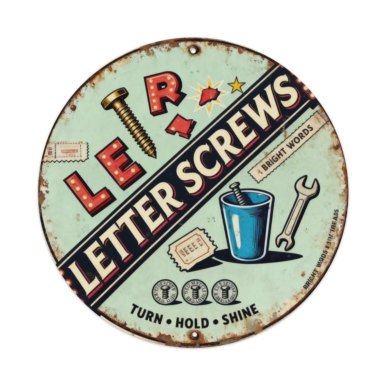 Letter Screws Sign Metal Tin Sign Plaque