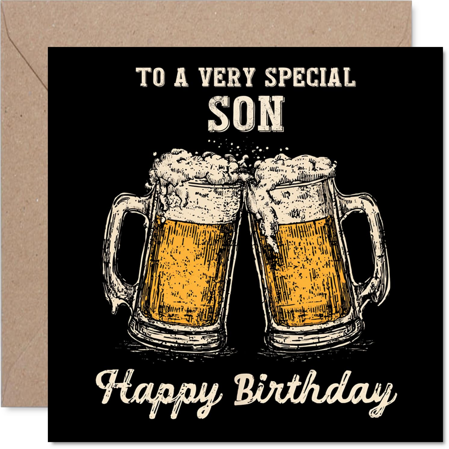 Son Birthday Card - Bday Beer - Happy Birthday Card for Son from Dad Mum, 145mm Cheers Beer Greeting Cards