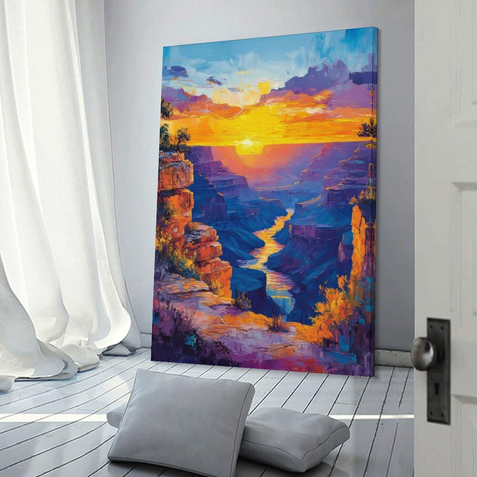 Junmoney Frame-Style-18 Wall Picture Print Grand Canyon Sunset, 08X12inch(20X30cm), For Contemporary Homes, Apartments Or Offices, Decorative Canvas Decor For Home Updates