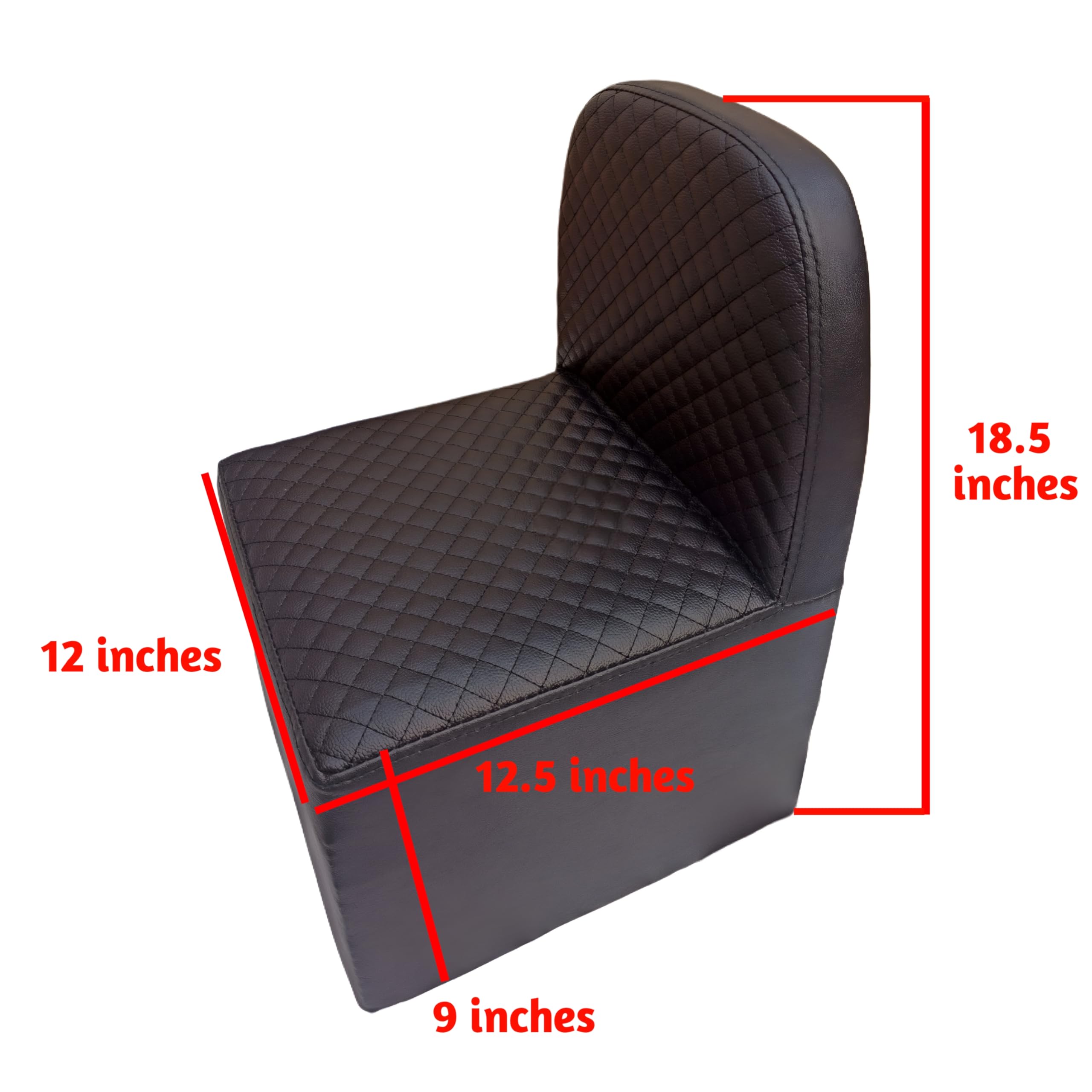 Quilted Leather Chair, Black, Diamond Pattern Upholstery, Armless Accent Seat 3