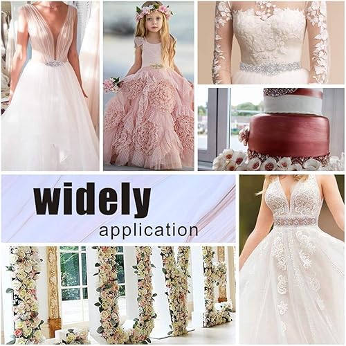 Miniatura 7 de XINFANGXIU Vestido de novia plateado de 1 yarda, apliques de cristales de diamantes de imitación, cinturón de novia para mujer, formal, baile de