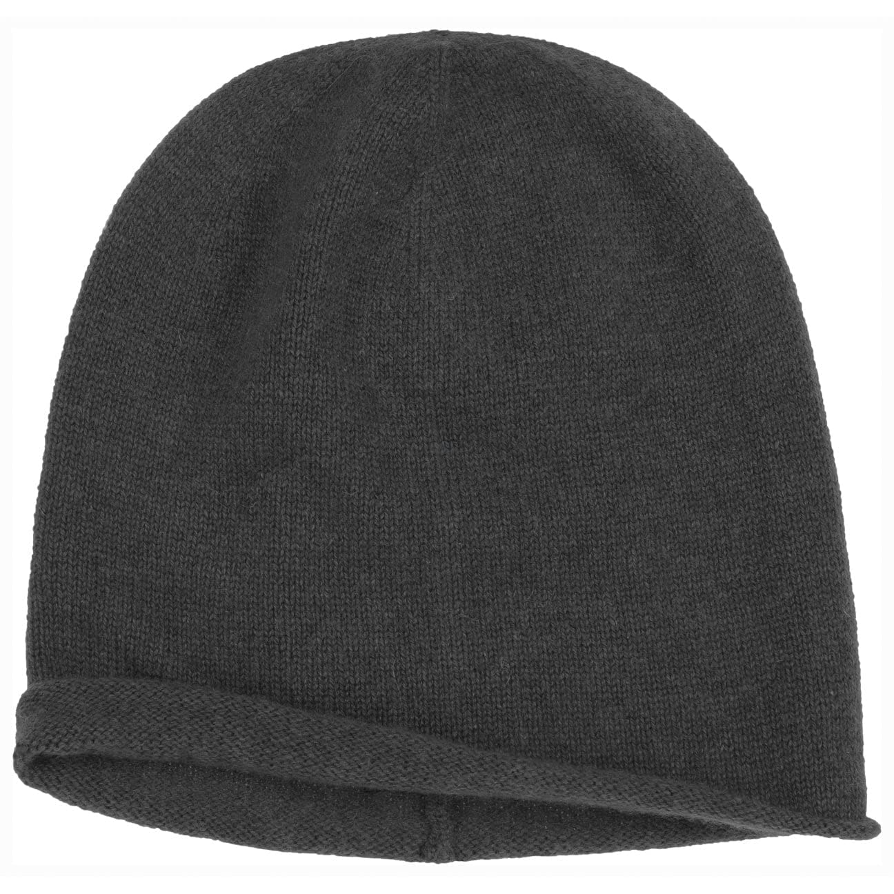 Seeberger Bonnet Cachemire a Bord Roule Femme - Long en Tricot Beanie Oversize Automne Ete Printemps Hiver Printemps-ete