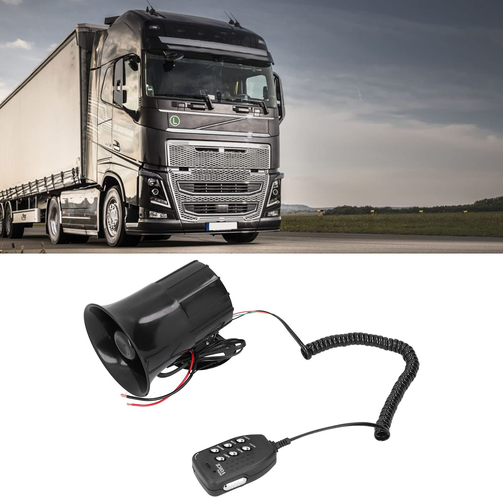 Megafono per Auto, 12V 500W 120db Corno Modificato 6 Suoni di Avvertimento Suono di Avvertimento Tweeter Altoparlante Adatto per Camion Antincendio per Auto
