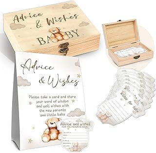 We Can Bearly Wait Baby Shower Decoration,Baby Predictions & Advice for New Parents,Set of 50 Cards, Gender Neutral Baby Shower Game & Party Activity