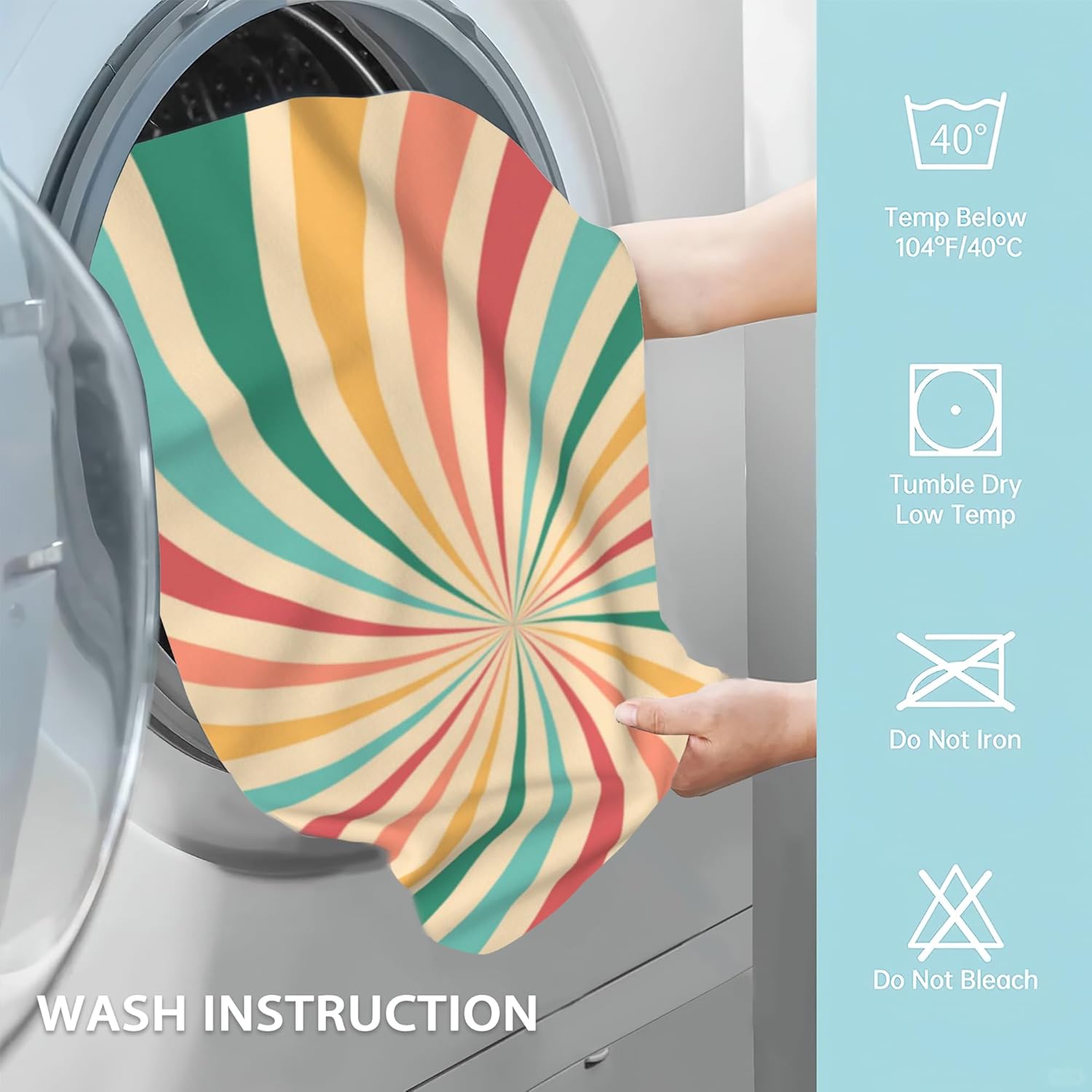 Boho Sunshine Hand Towels Set of 2,Groovy Retro Swirl Soft Fingertip Bath Towel Small Face Washcloths Decor Kitchen Towel for Hotel Spa Gym Sport 28x14in - Image 5