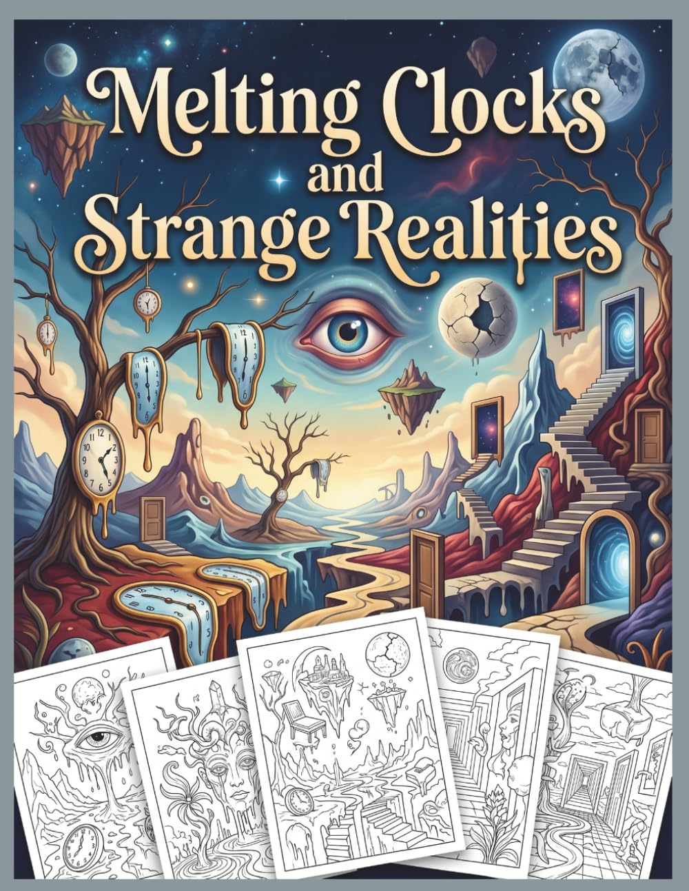 Melting Clocks and Strange Realities: Surreal Coloring Pages for Relaxation