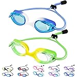 Vvinca Kids Swim Goggles with Bungee Strap No Leaking Anti Fog Toddler Goggles with Quick Adjust Ages 3-14