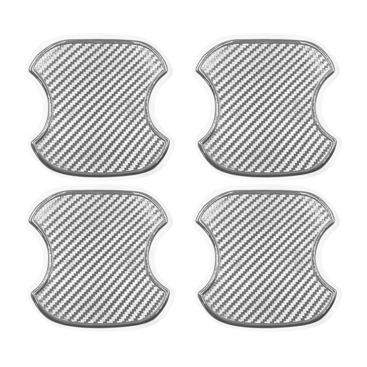 4PCS Car Door Handle Cup Scratch Protectors, TPU Carbon Fiber Door Bowl 3D Traceless Sticker, Car Door Handle Paint Cover Guard Pad, Universal Door Handle Protective Film for Most Cars (Medium-Silver)