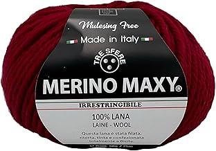 Maxy Merino Wool 100% Merino Wool 50 g – 75 m for Crochet 6 for Blankets and Superior Quality Clothing – Made in Italy (Bordeaux - 014, MAXY)