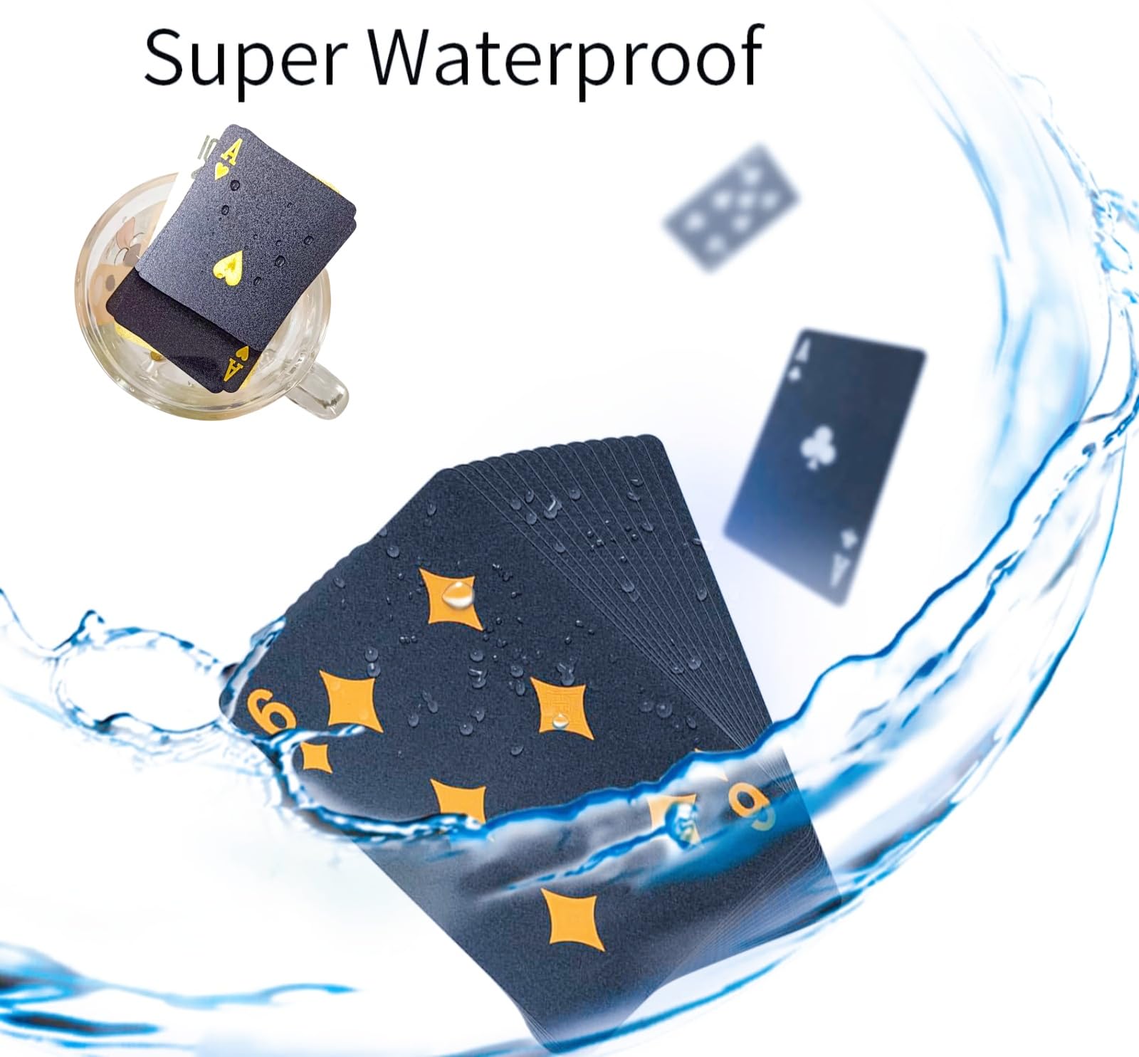 Leimonri Playing Cards 2 pack Waterproof Playing Cards UK Set including 6 Coloured Dice, Blue, Small - Image 4