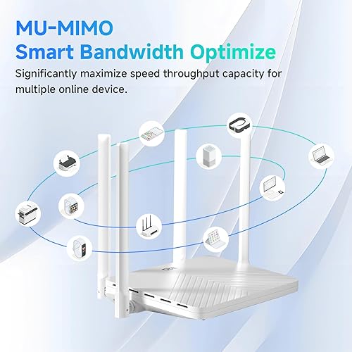 Miniatura 5 de DBIT AC1200 Router WiFi 2.4GHz +5GHz Dual Band MU-MIMO Router de Internet inalámbrico con 4 puertos Gigabit Ethernet, 4 x 5dBi antenas, modo puente