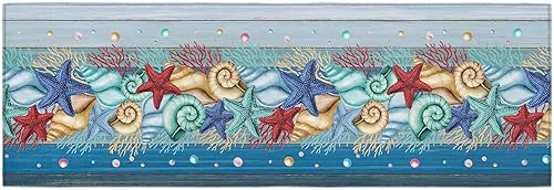 Miniatura 196 de Alfombras y tapetes de cocina Hello Fall, 2 unidades, color azul, naranja, calabaza, hoja de arce, pájaros, alfombras antideslizantes con pasillo