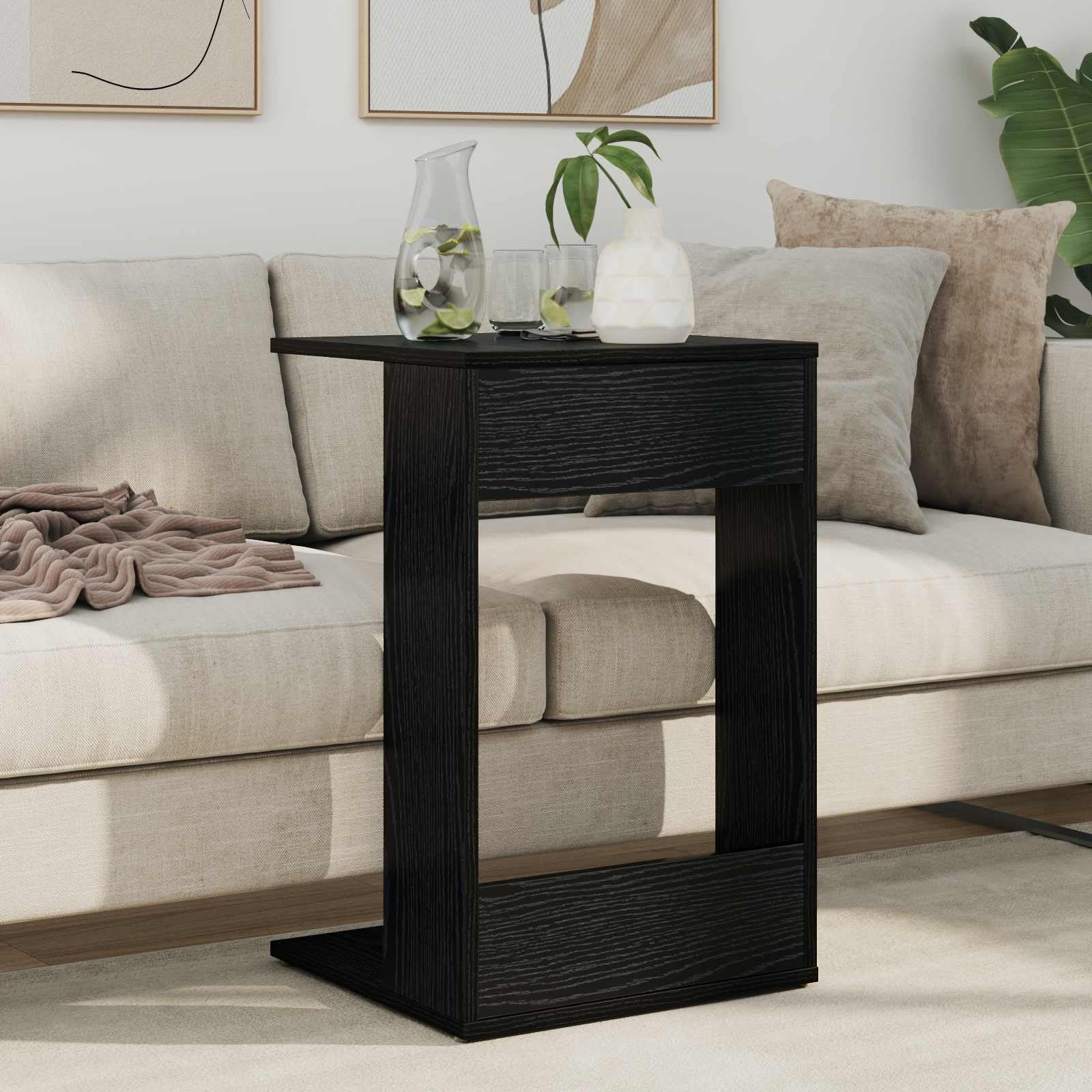Mesa auxiliar de madera de roble negro, 40 x 38 x 62,5 cm, rectangular, para salón, sofá, dormitorio, pasillo, con montaje, mesa de centro estable y mesita de noche